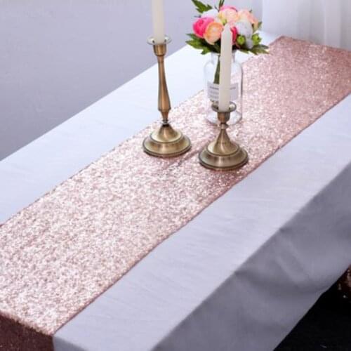 12 x 108 inches Rose Gold Sequin Table Runner Glitter Table Cloth Birthday Bachelorette Party Supply Wedding Decor Bridal Shower