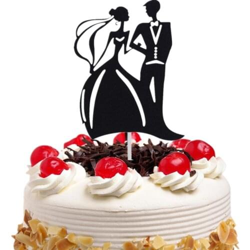 Cake Toppers Flags Black Mr & Mrs Heart Love Kids Birthday Cupcake Topper Wedding Bride Groom Party Baking DIY Xmas Decor New