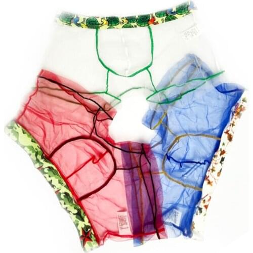 Sexy Mens Boxers Shorts Ultra-thin Transparent Mesh See Through Summer Gay Net Mesh Underpants Low Rise Man Slips Underwear