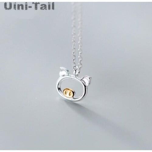Uini-Tail hot new 925 sterling silver cute pig necklace Korean simple fashion tide flow small animal jewelry high quality ED331