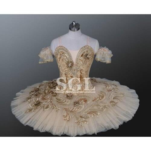 Velour Bodies Beige Color Adult Professional Tutu Skirts For Ballet Performances Show Priness Ballerina Dance Costume AT1150