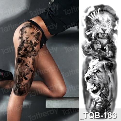 Leopard print large temporary tattoos thigh legs women waterproof tattoo sticker for men boys sexy body art tattoo big arm sheet