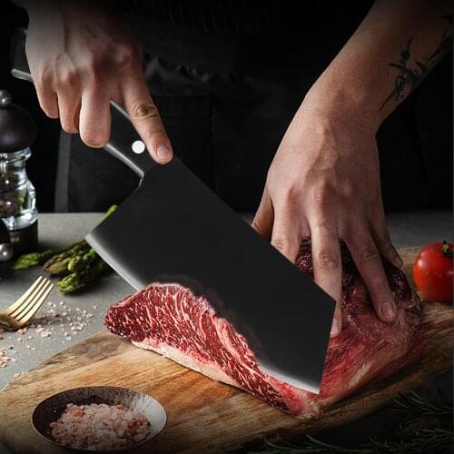 XYj Butcher Beef Cooking Knife 7'' inch Stainless Steel Full Tang Non-slip Anti-rust Sharp Blade Cleaver Chopping Knife Tools