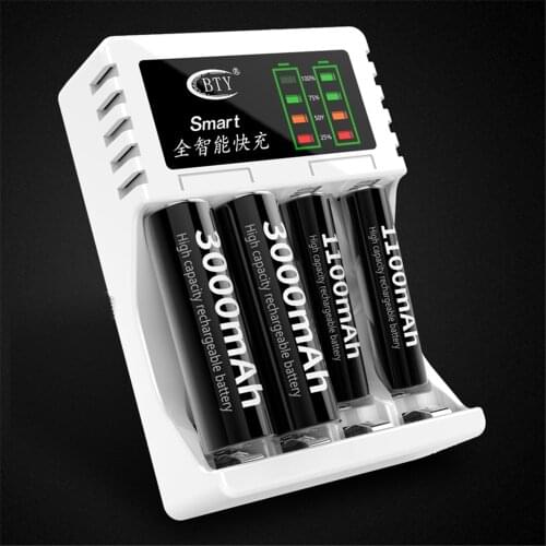 4Slots LCD AA AAA Rechargeable Battery Charger For NIMH NICD Batteries pf