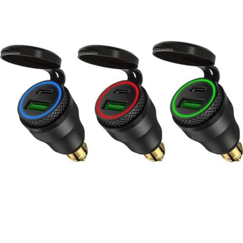 Aluminium Type-C PD Power Delivery USB Charger 30W QC 3.0 Quick Charger Waterproof for Hella DIN Socket BMW Ducati Triumph