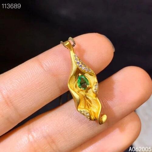 KJJEAXCMY Fine Jewelry 925 Sterling Silver inlaid Natural Emerald Female new Pendant Necklace noble Support test luxury