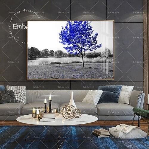 1 Pieces Black And White Landscape Pictures For Living Room Empty Park Bench With Tree Home Decor Wall Posters Canvas Paintings