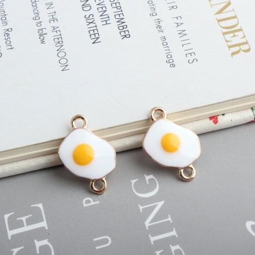 10pcs/lot Gold Color Tone Egg Shape Double Connector Charms Enamel Bracelet Earring Keychain Diy Charms 15*22mm