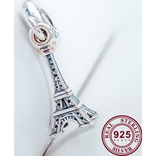 100% 925 Sterling Silver Charm New Eiffel Tower Pendant Fit Pandora Women Bracelet & Necklace Diy Jewelry