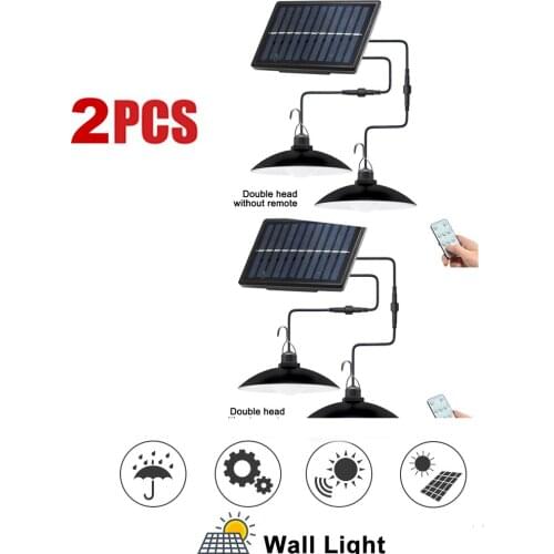 2pcs Retro Lampshade Outdoor Waterproof LED Solar Pendant Light Indoor Auto on Off Solar Lamp Room Balcony Terrace Pull Switch C