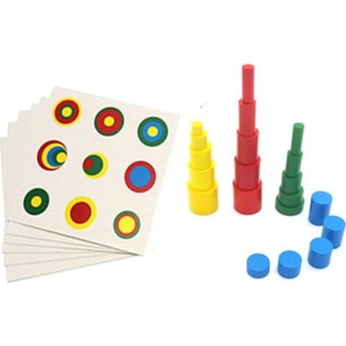 2020 New Montessori Wooden Cylinders Educational Toys With Card Kids Children Early Teaching Gift