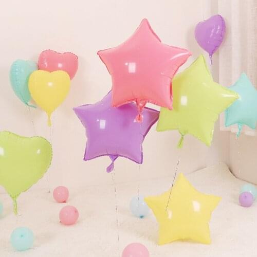 50pcs 18inch Star Heart Macaroon Foil Balloons Candy Color Helium Air Globos Wedding Birthday Party Decoration Supplies Kids Toy