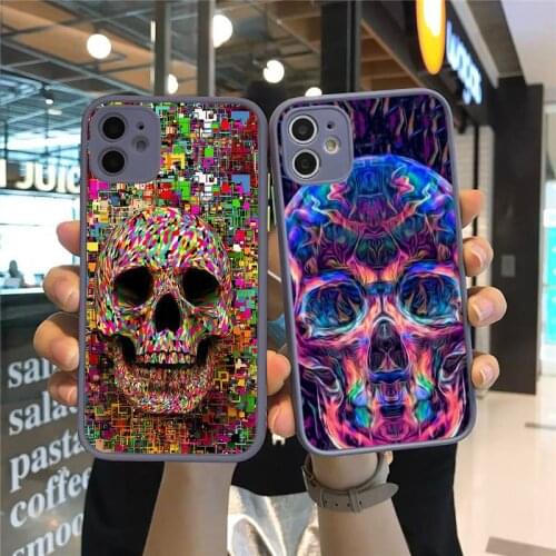 Skull fashion art horror color Phone Cases Matte Transparent for iPhone 7 8 11 12 s mini pro X XS XR MAX Plus cover funda