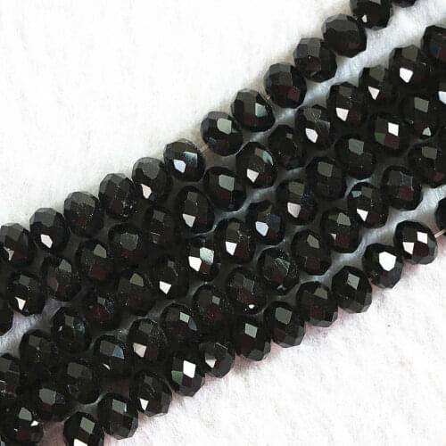 Hot black crystal glass 3x4mm 4x6mm 5x8mm 8x10mm rondelle faceted loose beads 15"B711