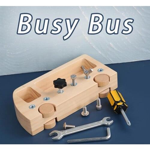Children toy development intelligence daily life teaching aid bus Tighten screw early education interactive toy workbench game