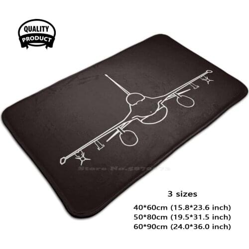 F - 16 Classic Air Outline Graphic White Soft Foot Pad Room Goods Rug Carpet F16 F 16 Fighter Jet Fixed Wing Viper Classic