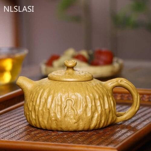 Yixing Tea Pot Handmade Ganoderma Lucidum Purple Clay Teapot Raw Ore Section Mud Kettle Tie Guanyin Chinese Tea Ceremony 210ml