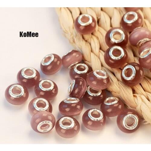 Hot Items 500pcs/lot Middle Purple Opal Cat Eye Charms Big Hole Bead Fit Bracelets Beads Dia.:14mm Hole Dia.:5mm