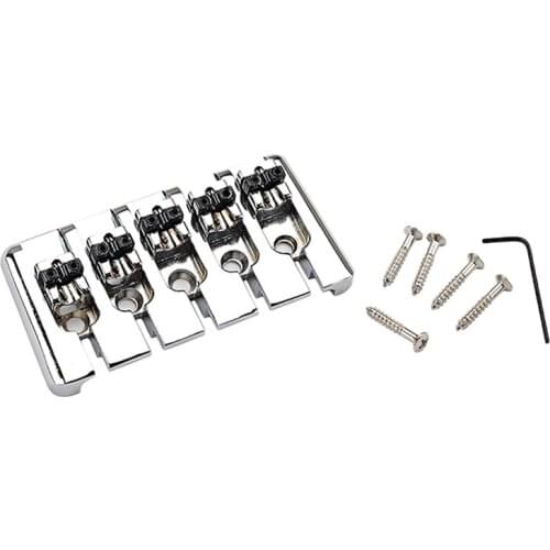 Chrome 5 String Fixed Bridge for Electric Bass Guitar Parts Accessories