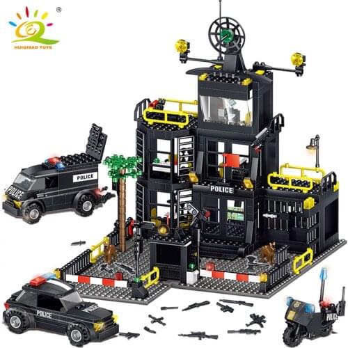 HUIQIBAO 739pcs Police Station Prison Car City Model Building Blocks Kit Policeman Figures Bricks Construction Toys For Children