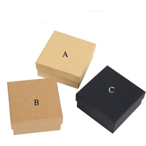 Box For Jewelry Free shipping wholesale 50pcs /lot 7*7*3cm Necklace Pendant Gift Packaging Boxes Square Ring Earring Box