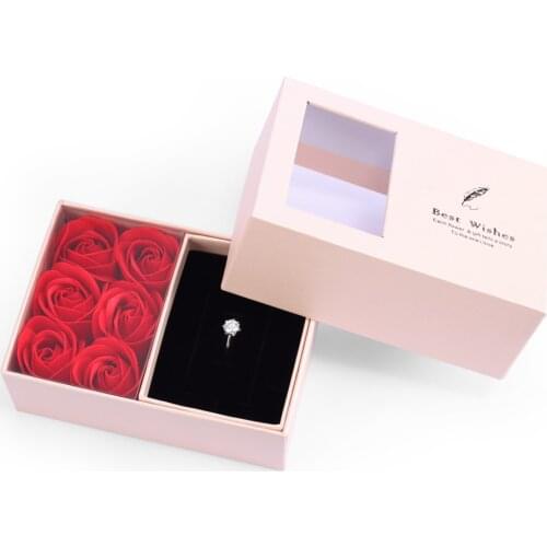 Rose Jewelry Box Pink Color Gift Box Necklace Earrings Ring Bracelet Packaging Boxes Storage Box Women Anniversary Gifts