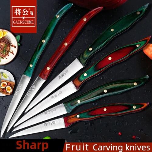 GAINSCOME Stainless Steel Kitchen Professional Chef Carving Main Knives Sharp Non-Grinding Vegetable Fruit Food Master Knife