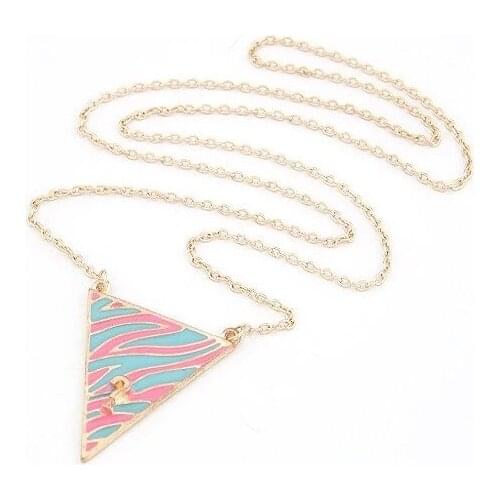 Trendy European & American style gold-plated enamel triangle pendant necklace non-mainstream fashion sexy lady necklace jewelry