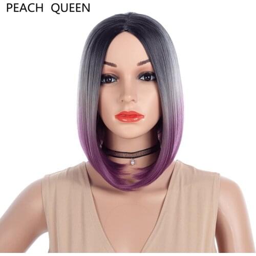 Fashion gradient synthetic wig high temperature resistant fiber short straight hair lady wig