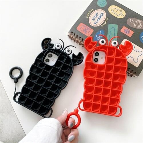 Cartoon fun 3D crawfish Phone case Foriphone 12 mini 11 pro max xs max xr x SE20 6s 6 7 8 plus kid gift cute Soft silicone cover