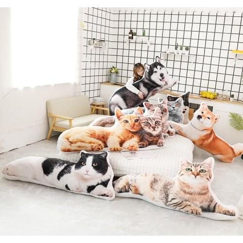 80/140cm soft Long Husky soft Pillow 3D printed Realistic Shiba Inu Dog Cat Bed Cushion Decor practical hot christmas gift kid