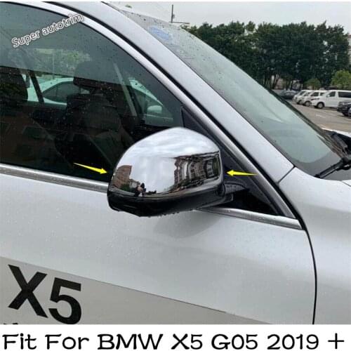 Lapetus Rearview Mirror Cover Trim Accessories 2PCS Fit For BMW X5 G05 2019 - 2021 ABS Chrome / Carbon Fiber Look Exterior Parts
