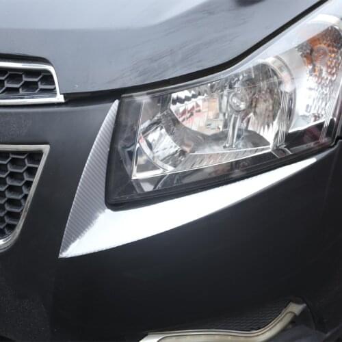 4Pcs Carbon fiber sticke Headlight Trim Sticker Lamp Eyebrow Cover Decoration Strip Stickers for Chevrolet Cruze Sedan Hatchback