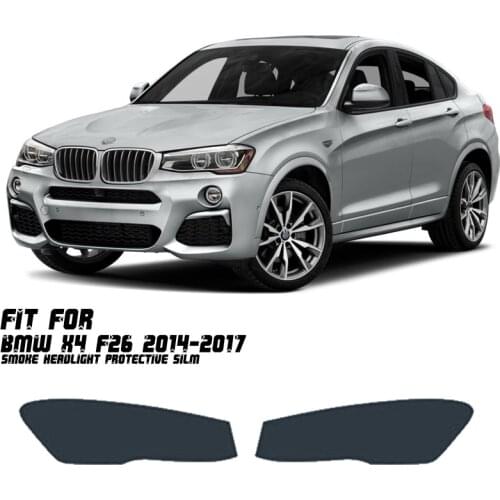 New Car LH+RH Smoke TPU Headlights Protective Precut Film Sticker Cover Trim Fit For BMW X4 F26 2014-2017