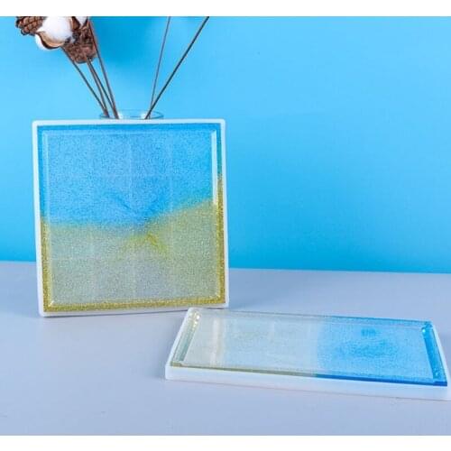 DIY Crafts Decor Cup Mat Crystal Epoxy Resin Mold Tray Coaster Silicone Mould F3MF