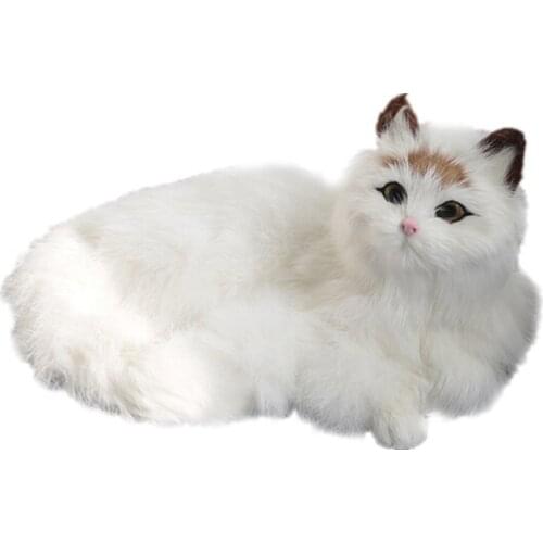 Dorimytrader lifelike animal lying cat plush toy soft simulation cats pet doll decoration for car gift 21.5x12.5cm DY80010