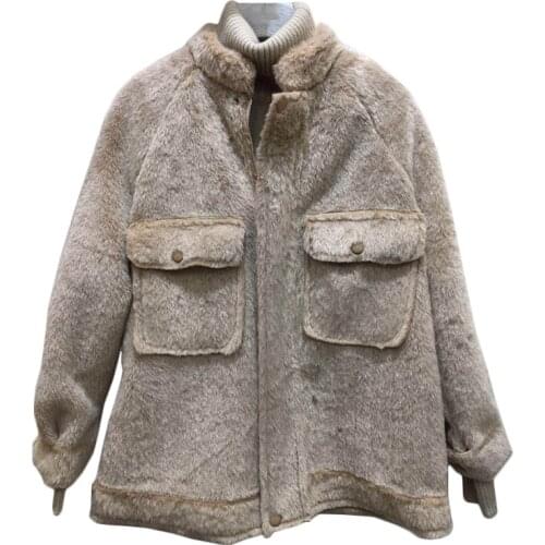 Wool Fur Coat Streetwear 100% Wool Jacket Korean Autumn Winter Coat Women Clothes 2019 Sheep Shearling Suede Lining