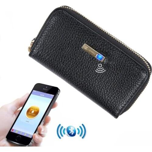 Bluetooth-compatible Car Key Wallet Anti-lost Smart Wallet Leather Fashion Multi-function with GPS Tracke
