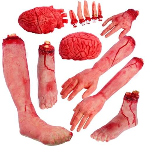 Horror Cut Off Bloody Arm Scary Prop Latex Stump Cut Hand Bone Halloween Gift Practical Joke Rubber Artificial Broken Hand 5Z