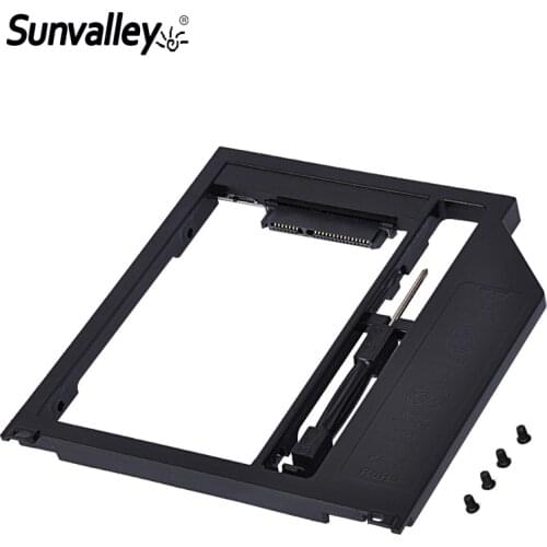 Sunvalley 9.5mm Plastic 2nd HDD Caddy SATA to SATA 3 2.5" SSD HDD Case For Apple Macbook Pro Air 13" 15" 17" DVD/CD-ROM Optibay
