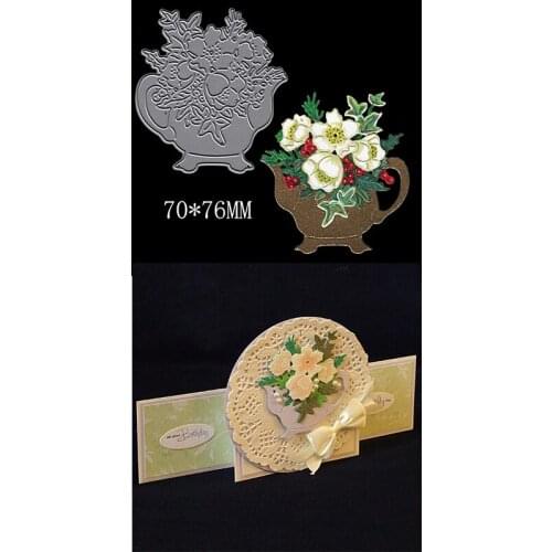 Creative Vase Blooming Flower in Exquisite Kettle Metal Cutting Dies For DIY Scrapbooking Paper Cards Crafts Dies New 2019