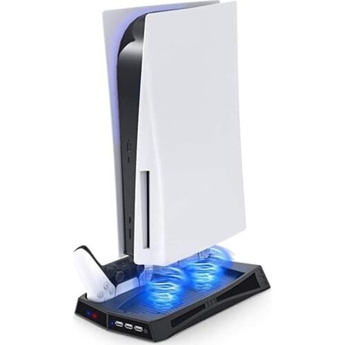 Vertical Charging Station Dock with Dual Controller Charger Ports and Cooling System for PS5