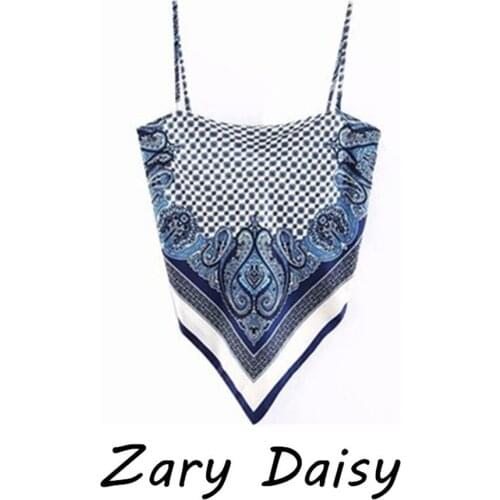 Zary daisy2021 European and American womens positioning printing back knot belly pocket small sling summer cool Beach Resort ve
