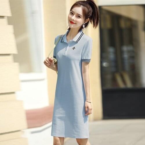 2021Fashion women Dress Robe Femme Printemps Plus Size Elegant Mini Vestido Verano Mujer Short Sleeve White Black Pink Blue A266