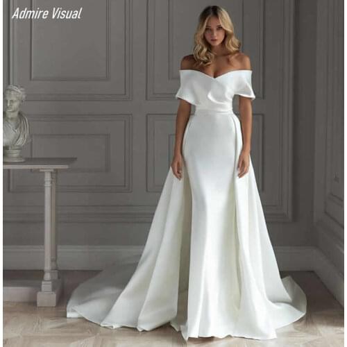 Wedding Dress Mermaid Satin Elegant Sweetheart Neckline Off The Shoulder Long Marry Plus Sizes Bride-Gown Vestidos De Novia