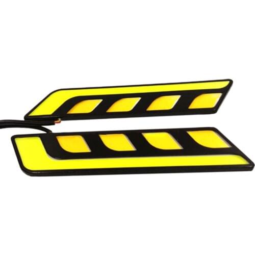 1 Pair Car LED COB DRL Daytime Running Light Driving Turn Signal Fog Lamp White12V Universal