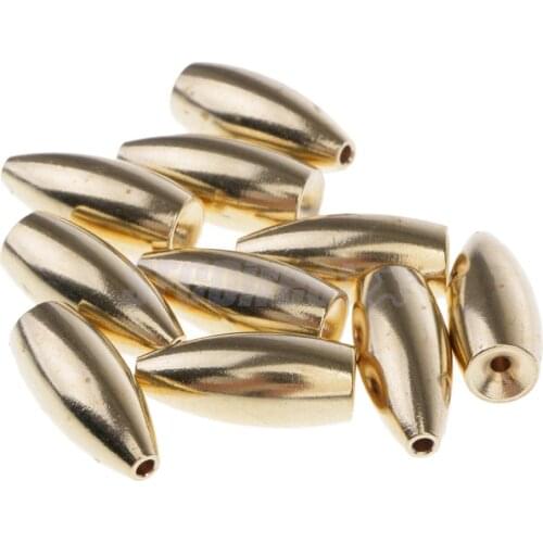 10Pcs Brass Weights Drop Shot Slider Sea Fishing Tackle Snag Sinkers 10g