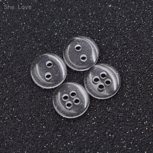 Chzimade 100pcs Transparent 2 Holes 4 Holes Buttons Sewing Craft Coat Shirt Sewing Embellishment DIY