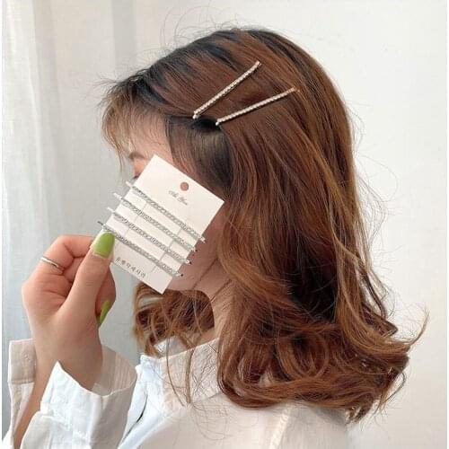 Crystal Rhinestone Hairpins Women Metal Geometric Rectangle Set Rhinestone Hair Clips Hair Jewelry Accessories