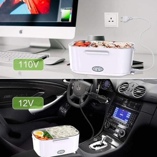 2 in 1 110V 220V 12V 24V Stainless Steel Electric Heating Lunch Box Car Office School Food Warmer Container Heater Bento Box Set